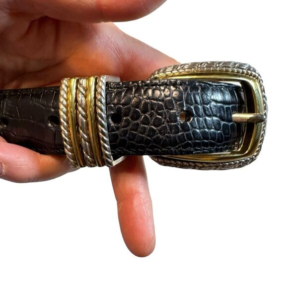 Brighton Classics Women's Black Lizard Crocodile Leather 4B714 Size Medium (30) - Picture 2 of 5